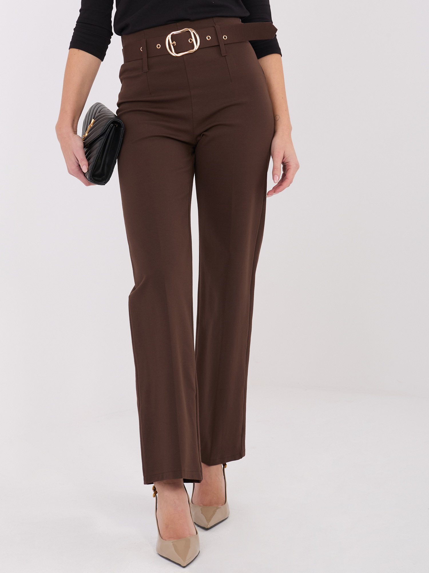 Елегантни кафяви панталони ITALY MODA - Image 5
