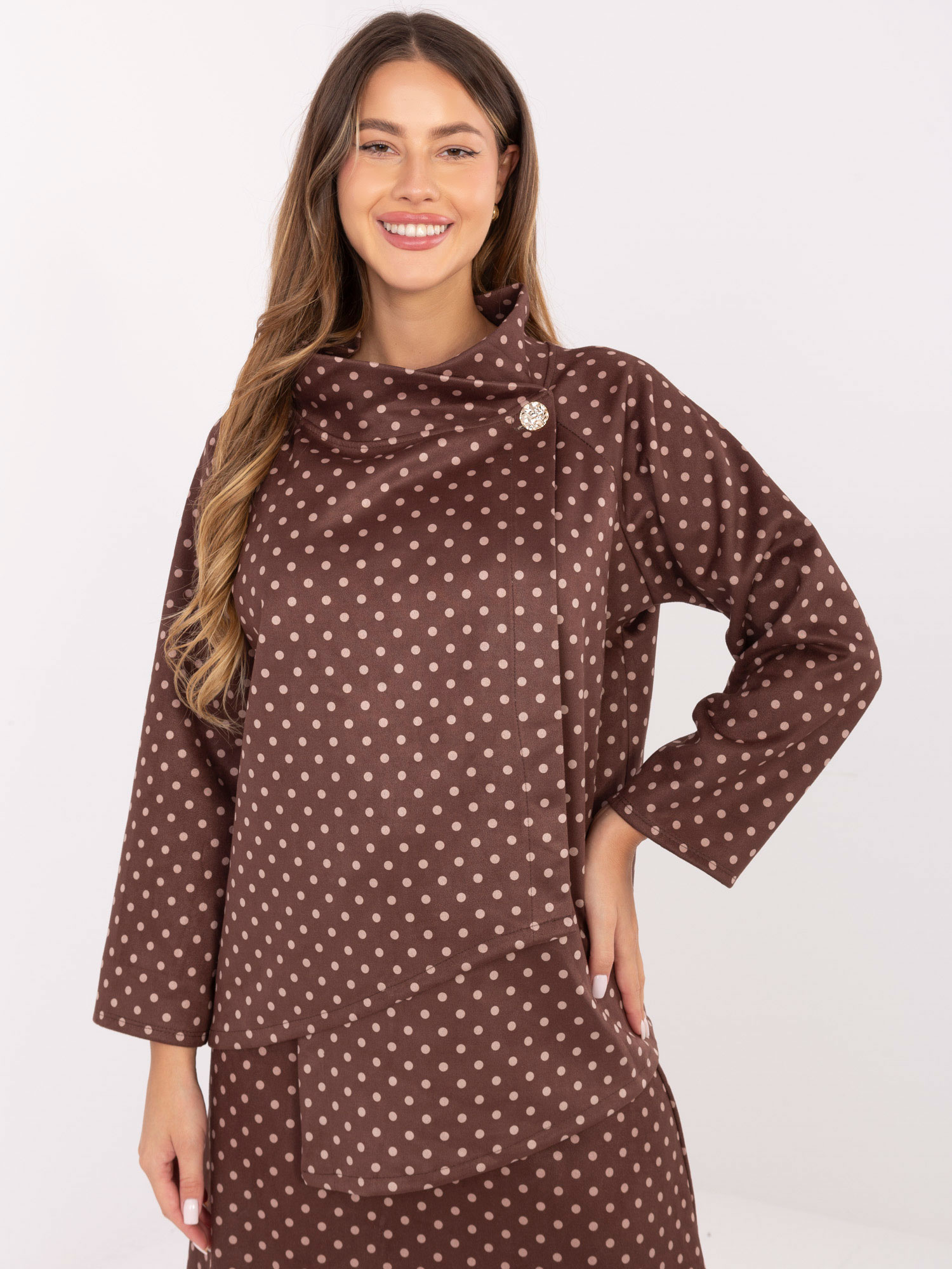 Блуза ITALY MODA Кафява - Елегантна и Удобна - Image 4
