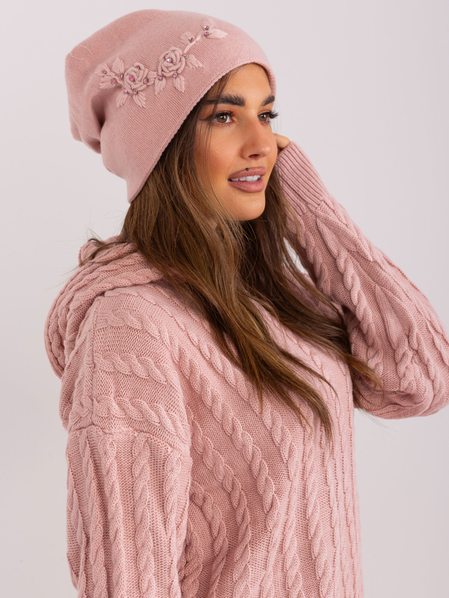 Розова Кашмирена Шапка Wool Fashion Italia - Image 2