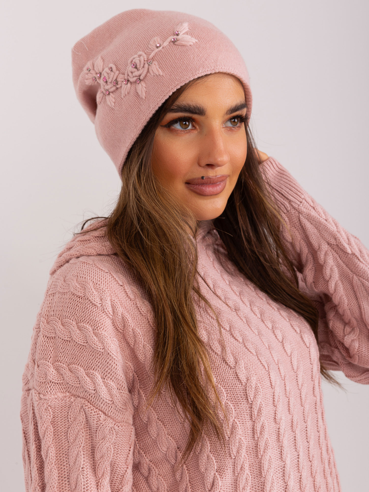 Розова Кашмирена Шапка Wool Fashion Italia - Image 3