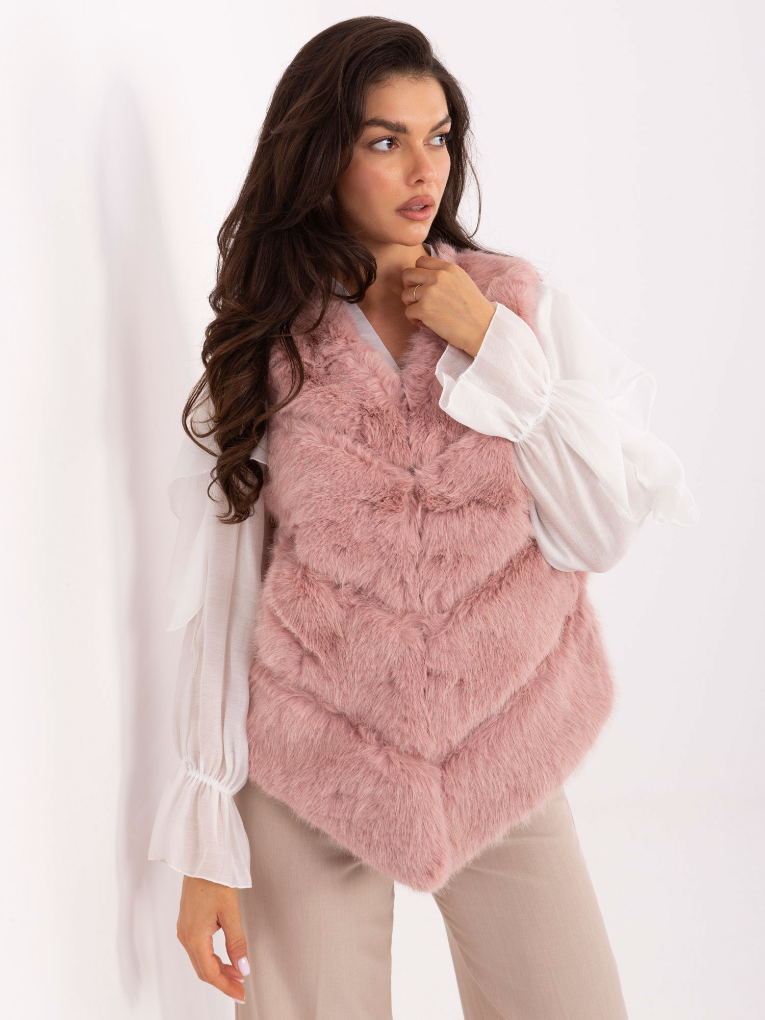 Дамска Жилетка WOOL FASHION ITALIA - Тъмно Розово - Image 3
