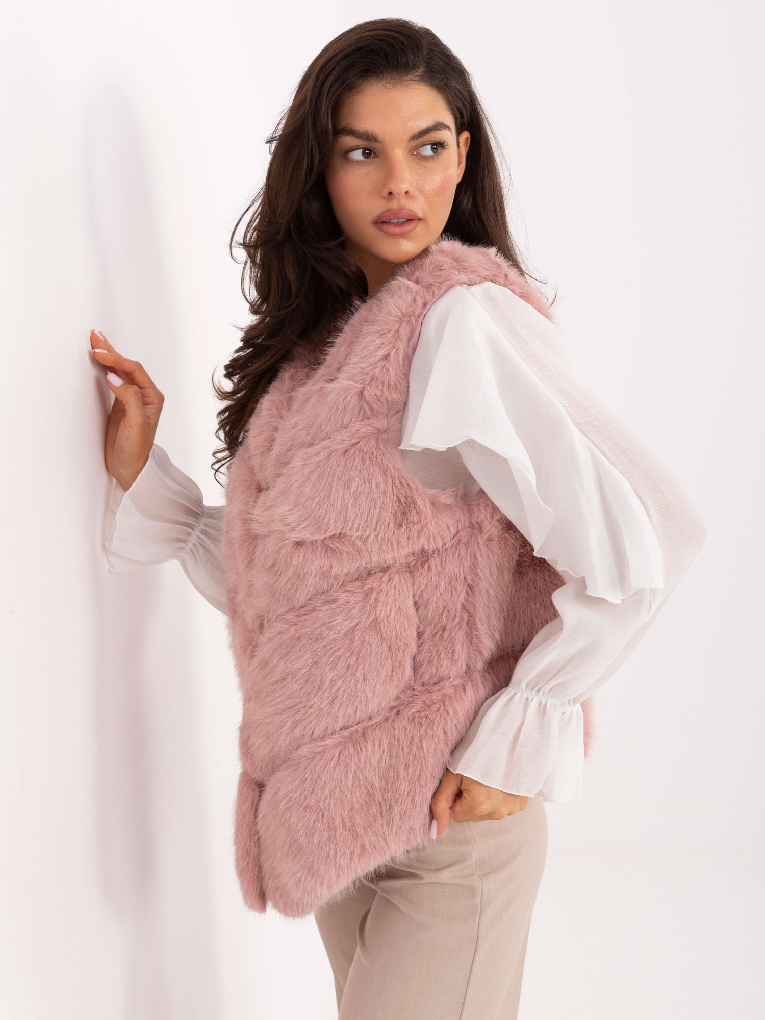 Дамска Жилетка WOOL FASHION ITALIA - Тъмно Розово - Image 4