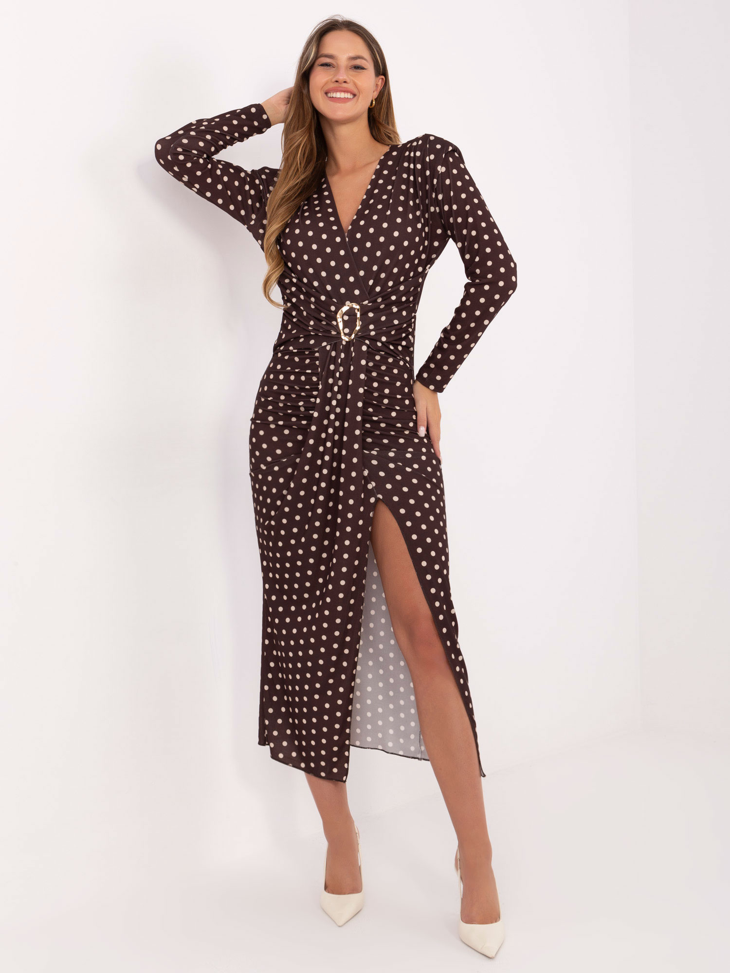 Елегантна Кафява Рокля ITALY MODA - Вискоза - Image 2