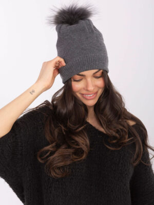 Тъмно сива шапка Wool Fashion Italia