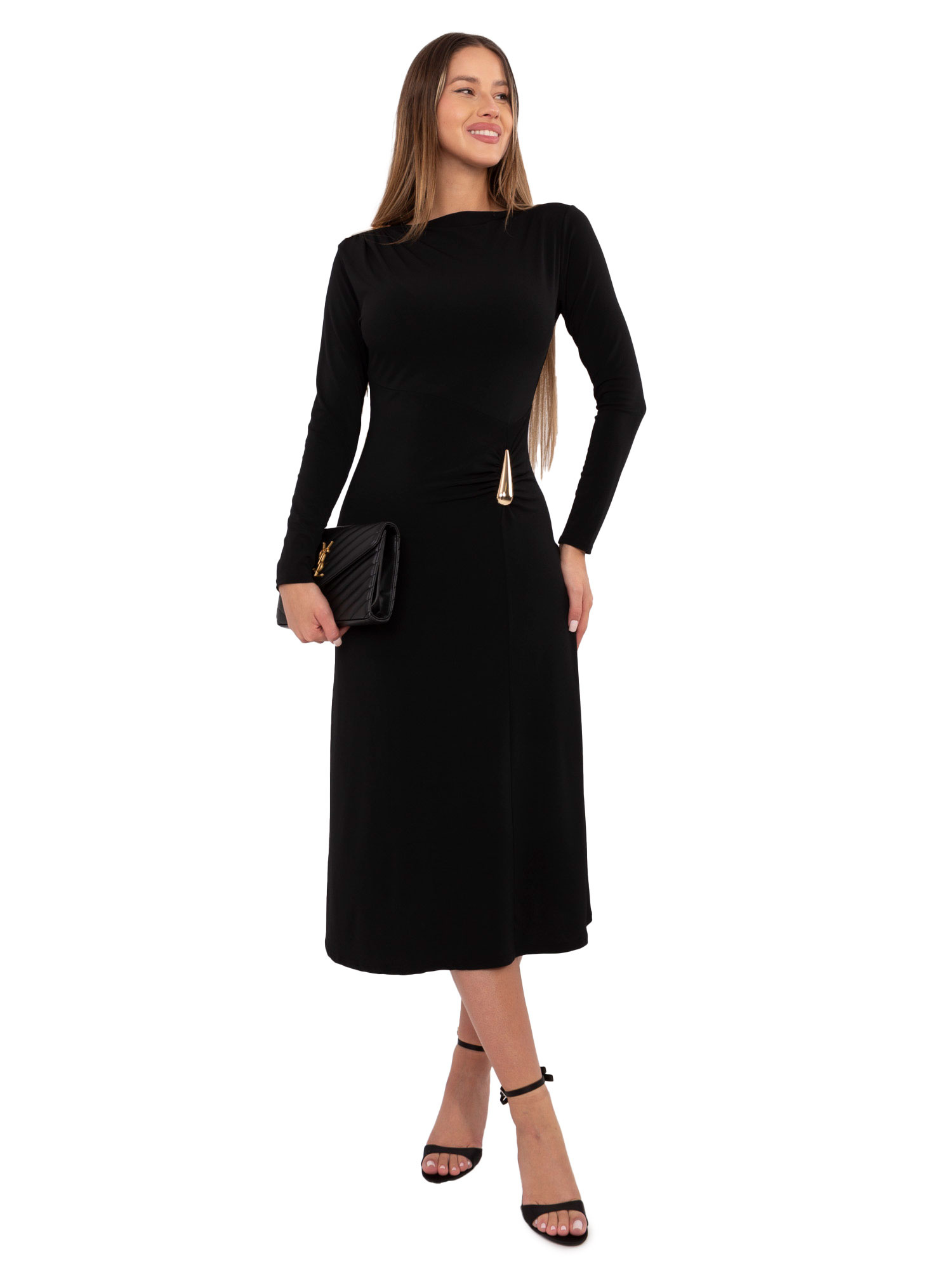 Черна рокля ITALY MODA - Елегантност и комфорт - Image 3