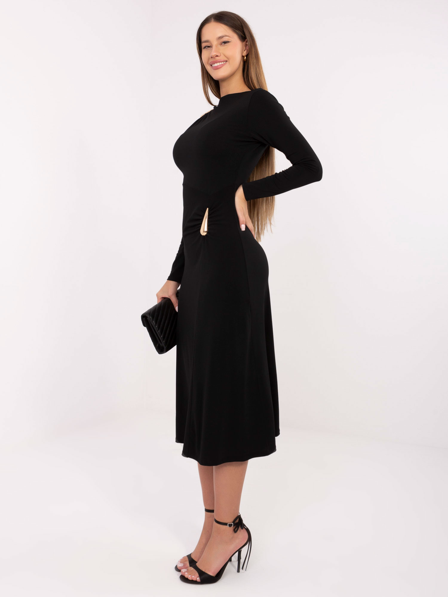 Черна рокля ITALY MODA - Елегантност и комфорт - Image 2