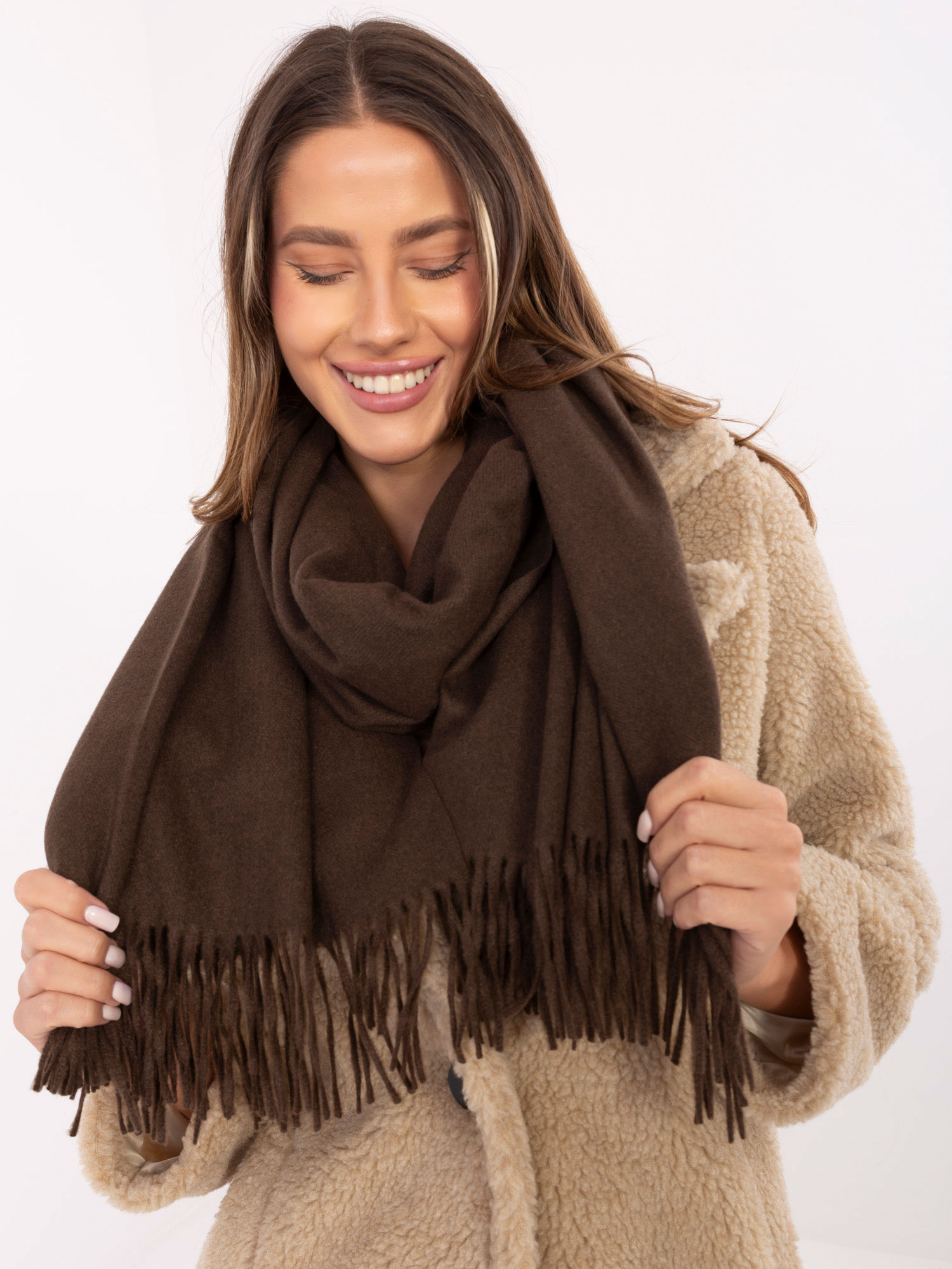 Тъмнокафяв Шал Wool Fashion Italia - Елегантност - Image 4