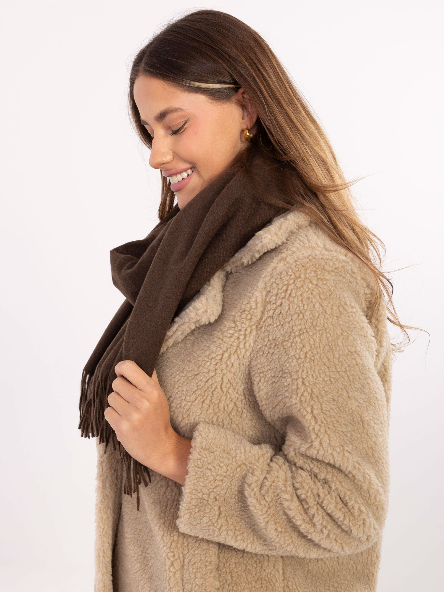 Тъмнокафяв Шал Wool Fashion Italia - Елегантност - Image 3