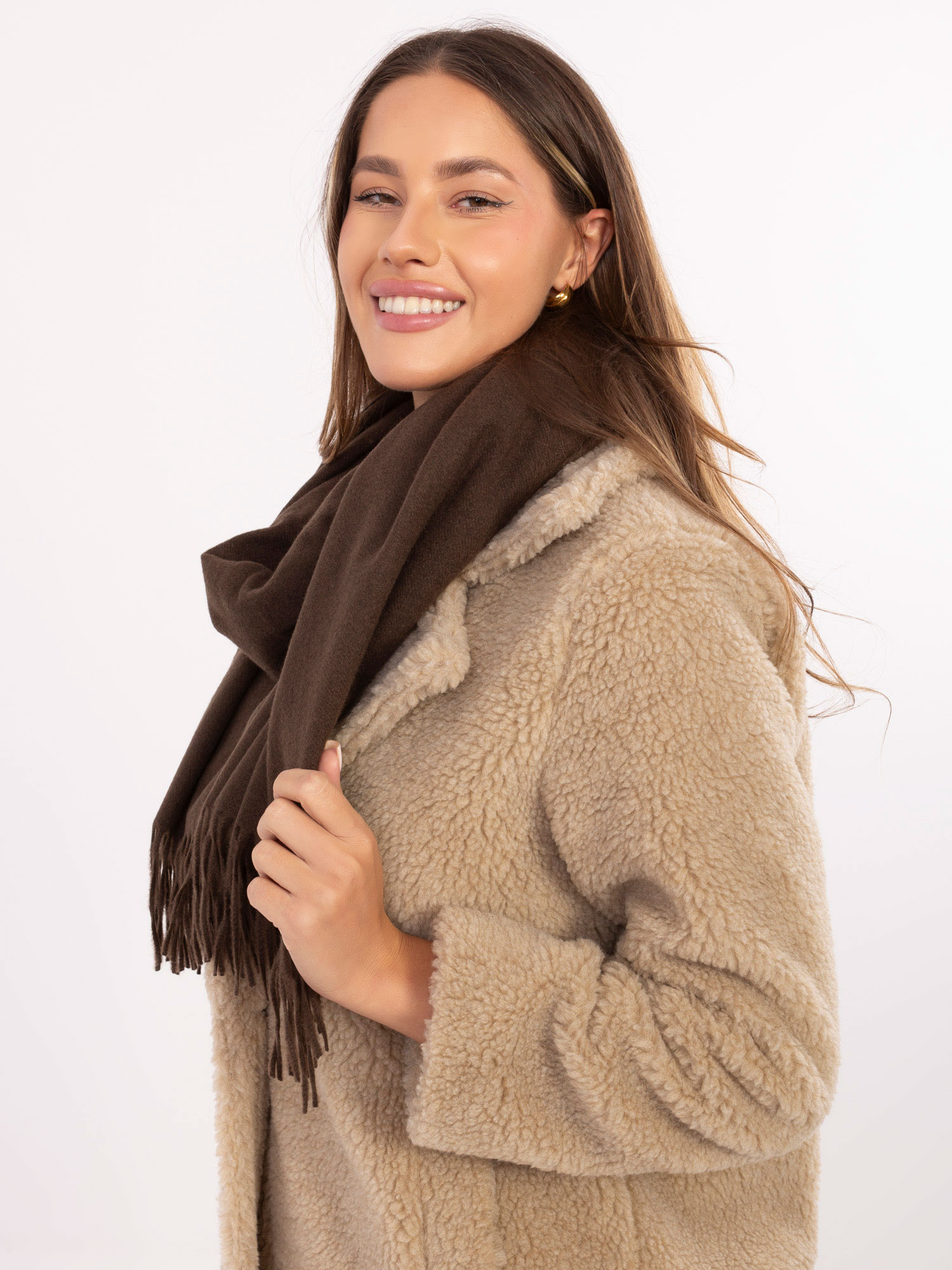 Тъмнокафяв Шал Wool Fashion Italia - Елегантност - Image 5