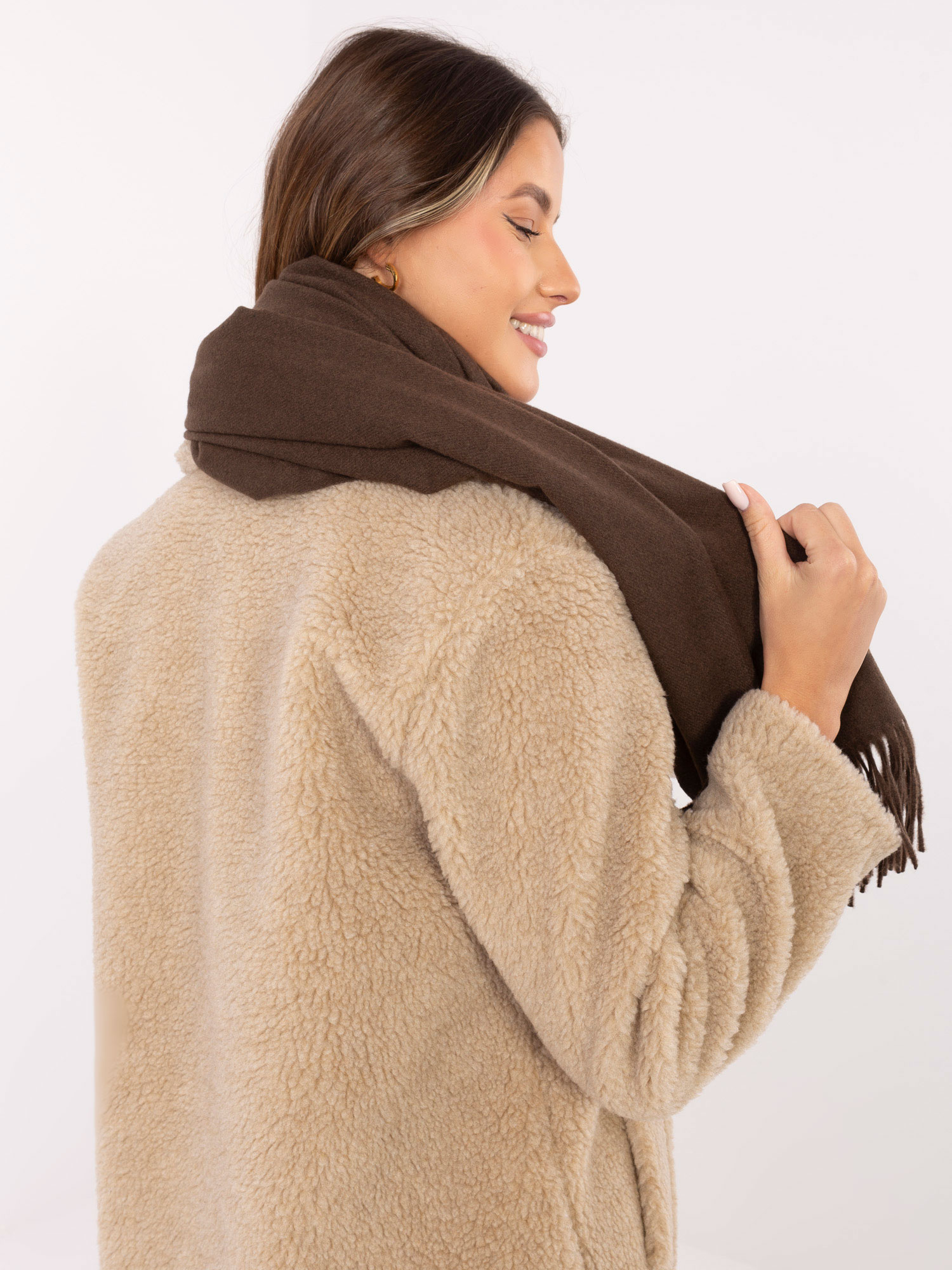 Тъмнокафяв Шал Wool Fashion Italia - Елегантност - Image 2
