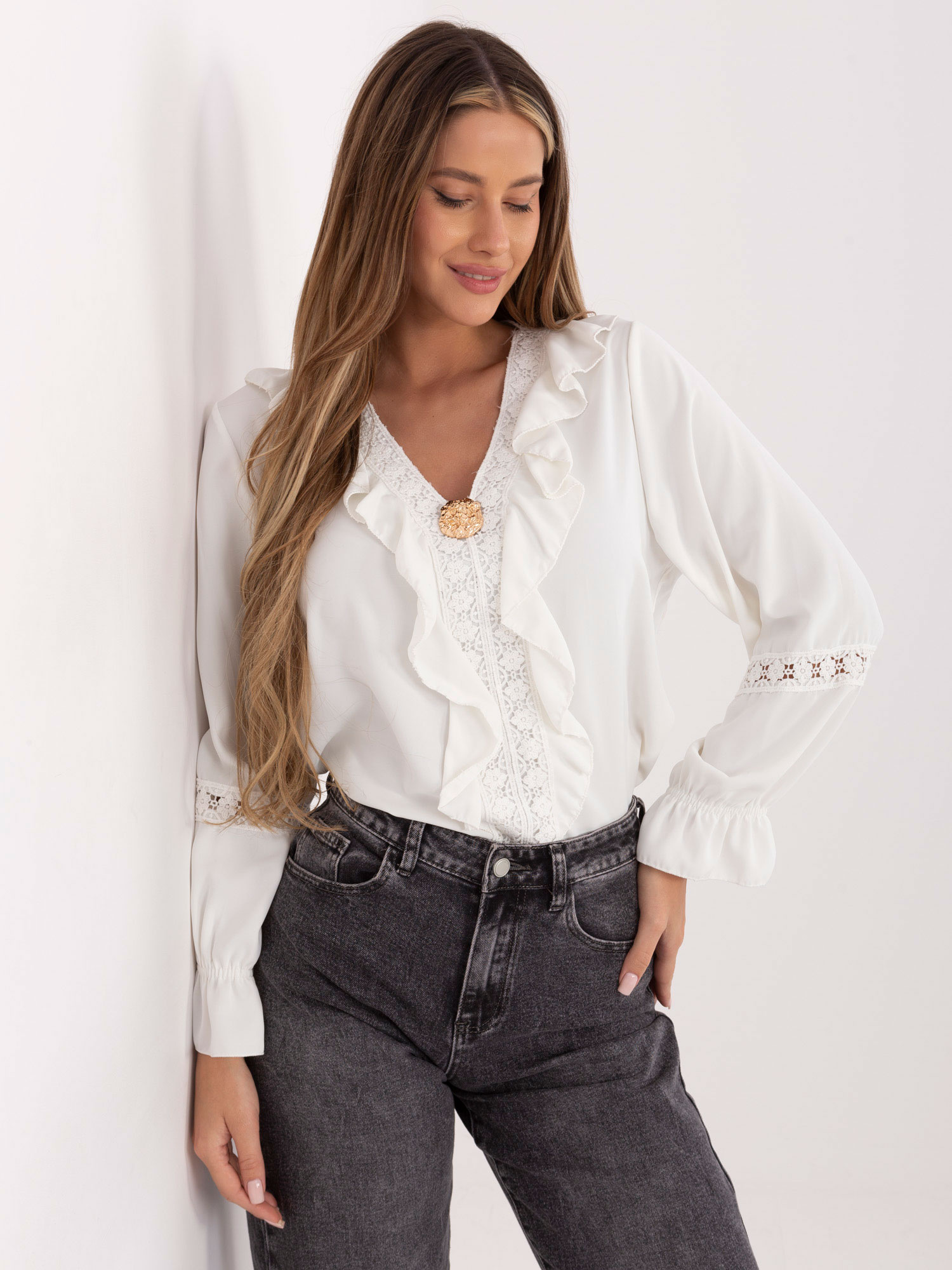 Елегантна Екрю Блуза MODA ITALY - Нова Колекция - Image 3