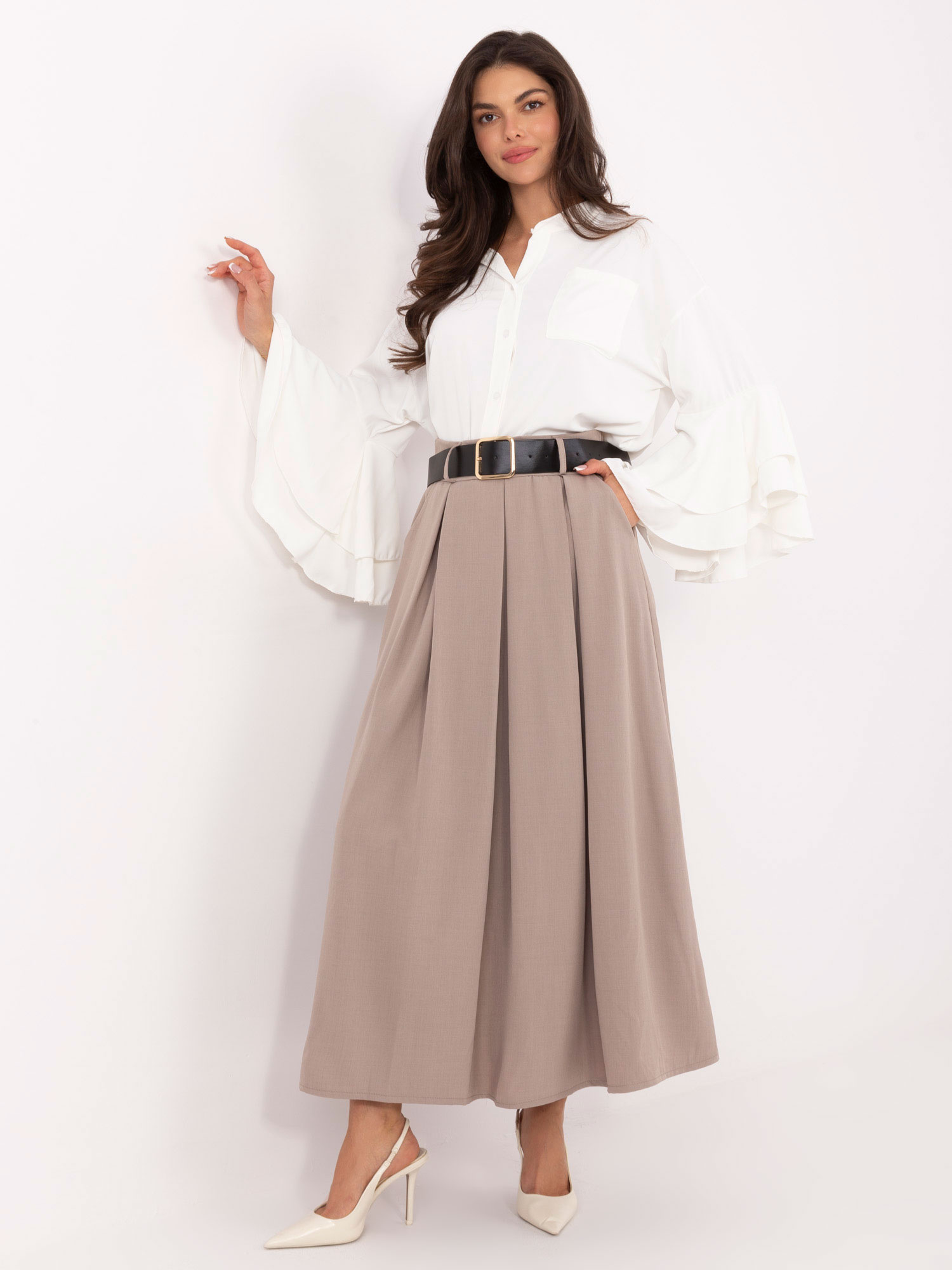 Елегантна бежова пола MODA ITALY - Високо качество! - Image 2