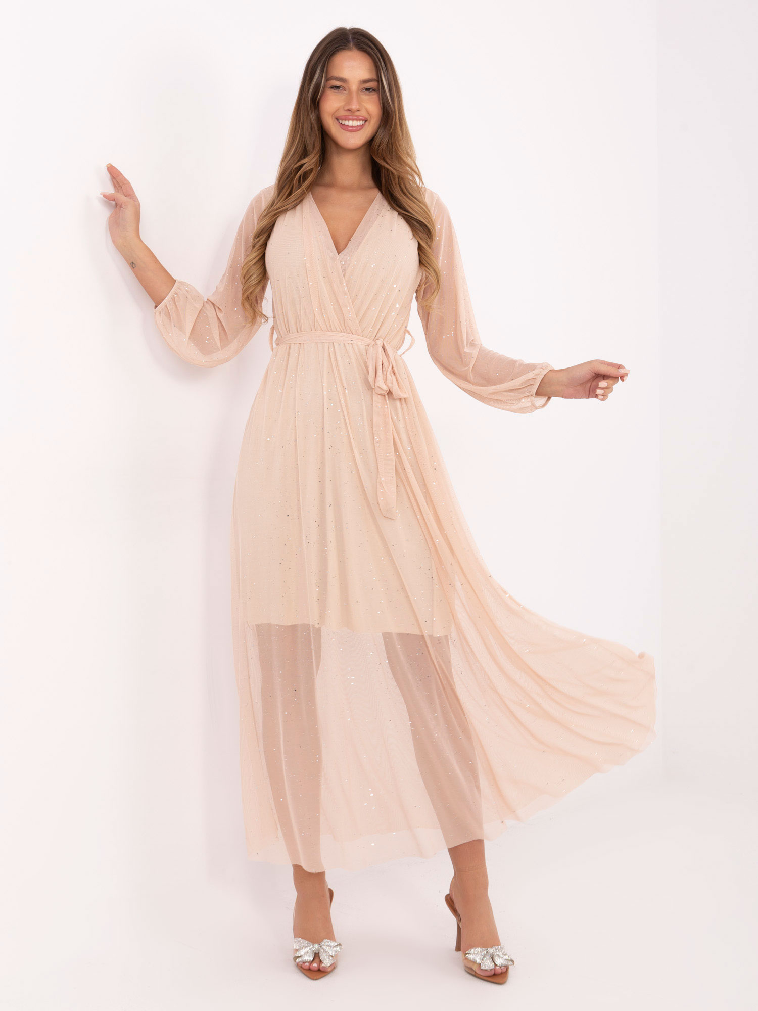 Бежова рокля ITALY MODA - Елегантност и Комфорт - Image 3