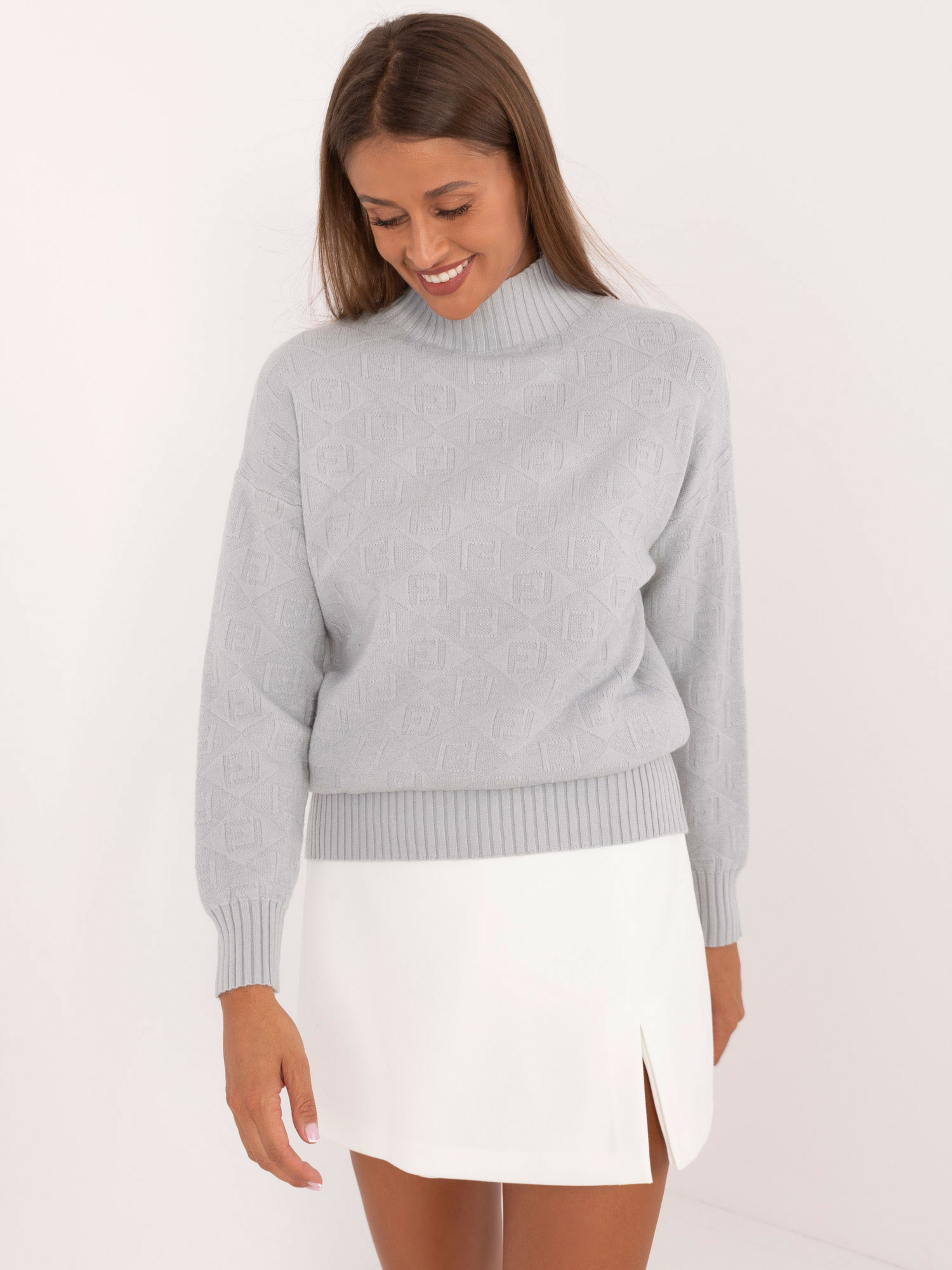 Италиански пуловер WOOL FASHION сив - елегантност - Image 2