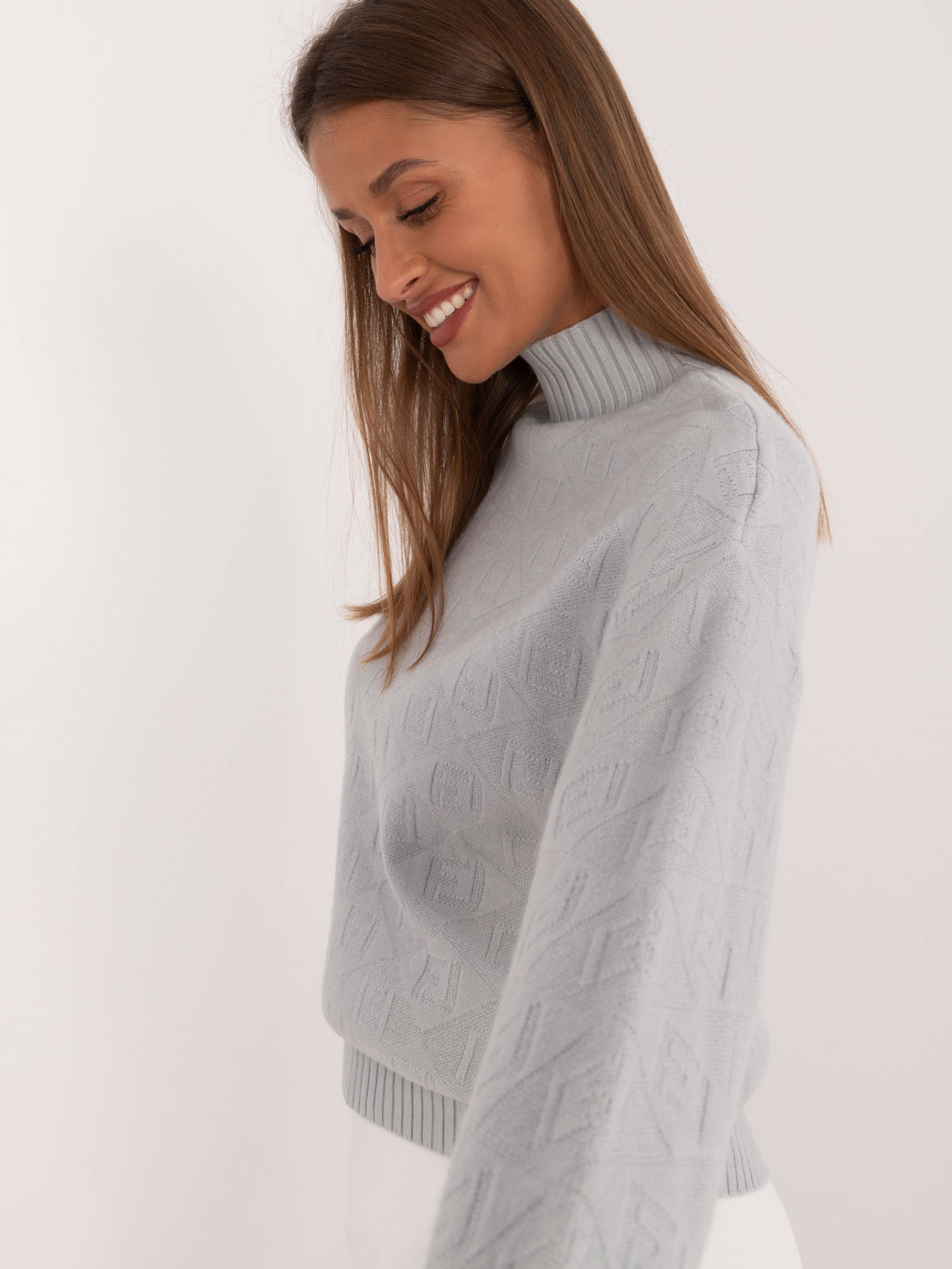 Италиански пуловер WOOL FASHION сив - елегантност - Image 4