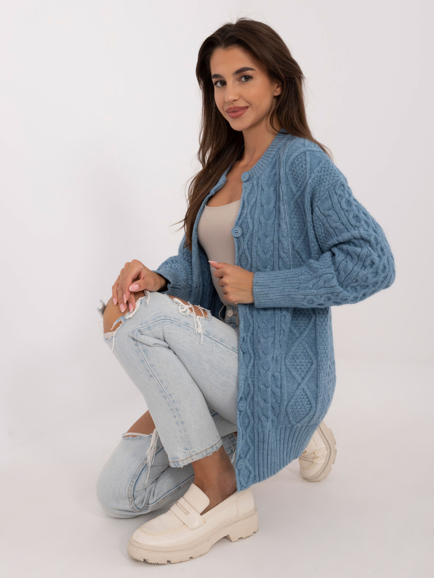Син Пуловер Wool Fashion Italia - Елегантен и Топъл