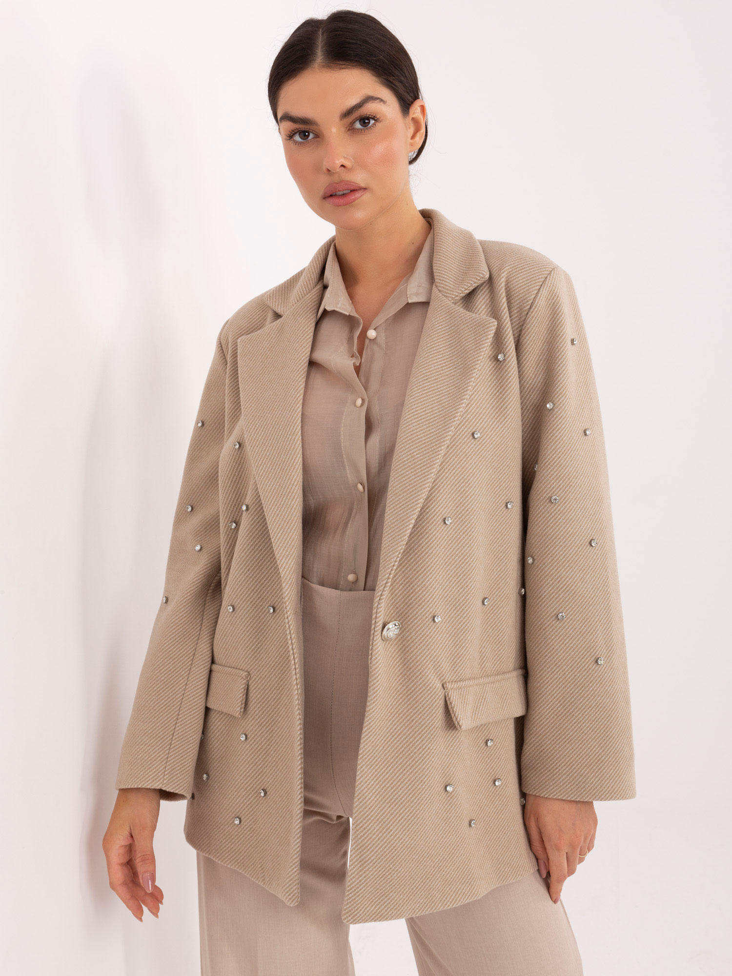 Бежово Дамско Сако ITALY MODA - Елегантност - Image 3