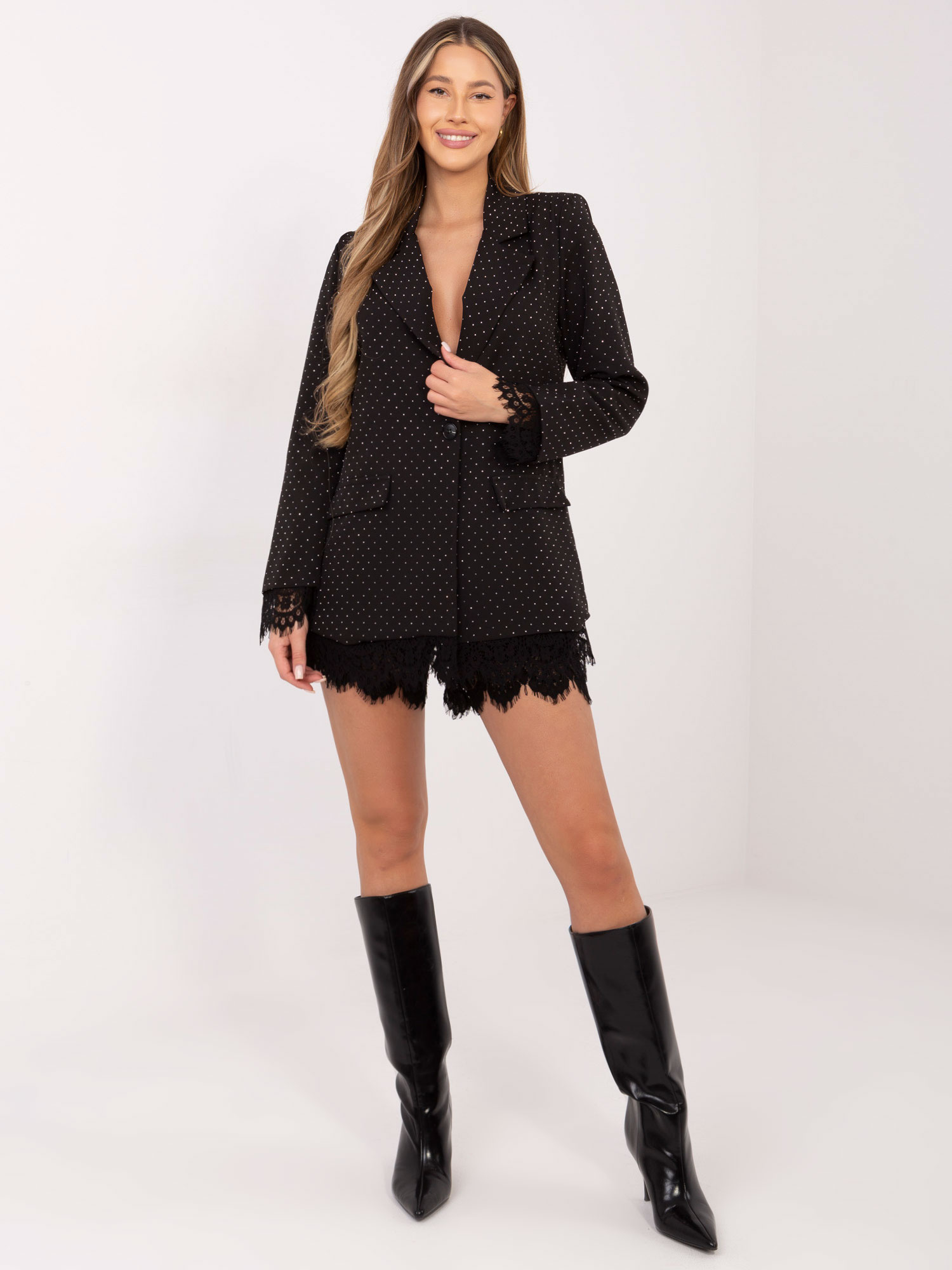 Елегантно черно-сребристо сако ITALY MODA - Image 5