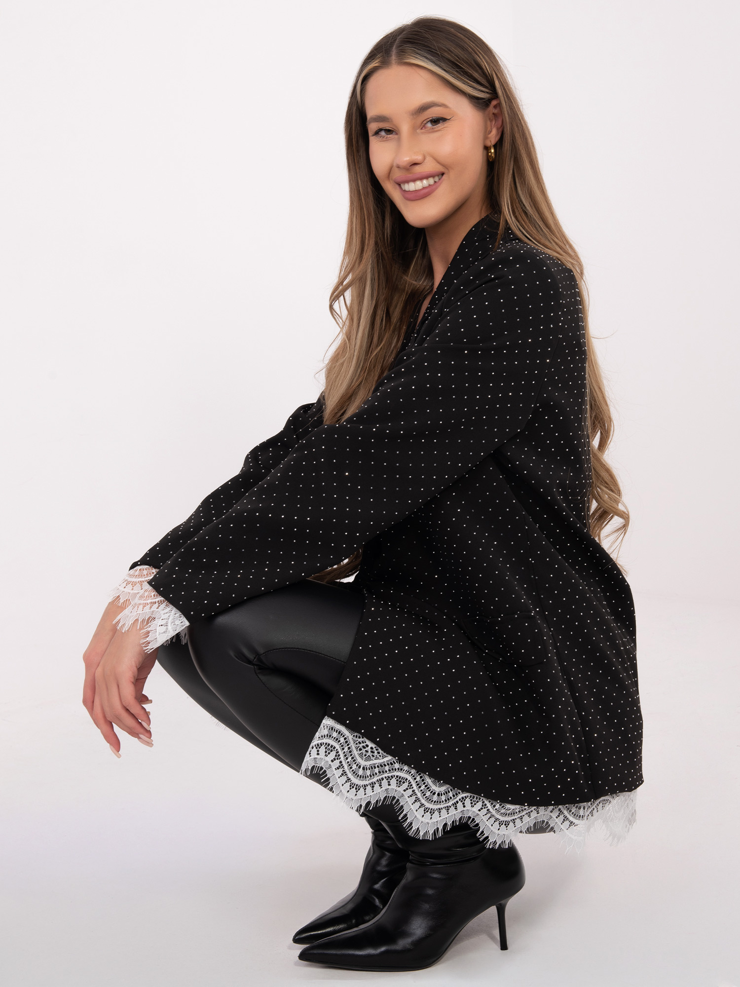 Елегантно черно-сребристо сако ITALY MODA - Image 4