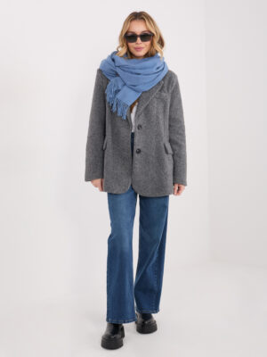 Стилен Сиво-Син Шал Wool Fashion Italia