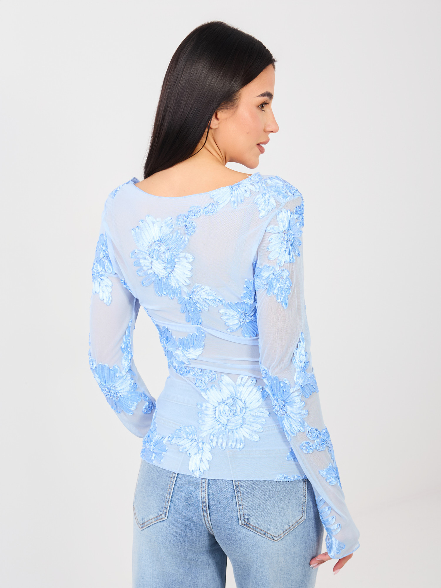 Небесносиня Дамска Блуза ITALY MODA - Елегантност и Комфорт - Image 3