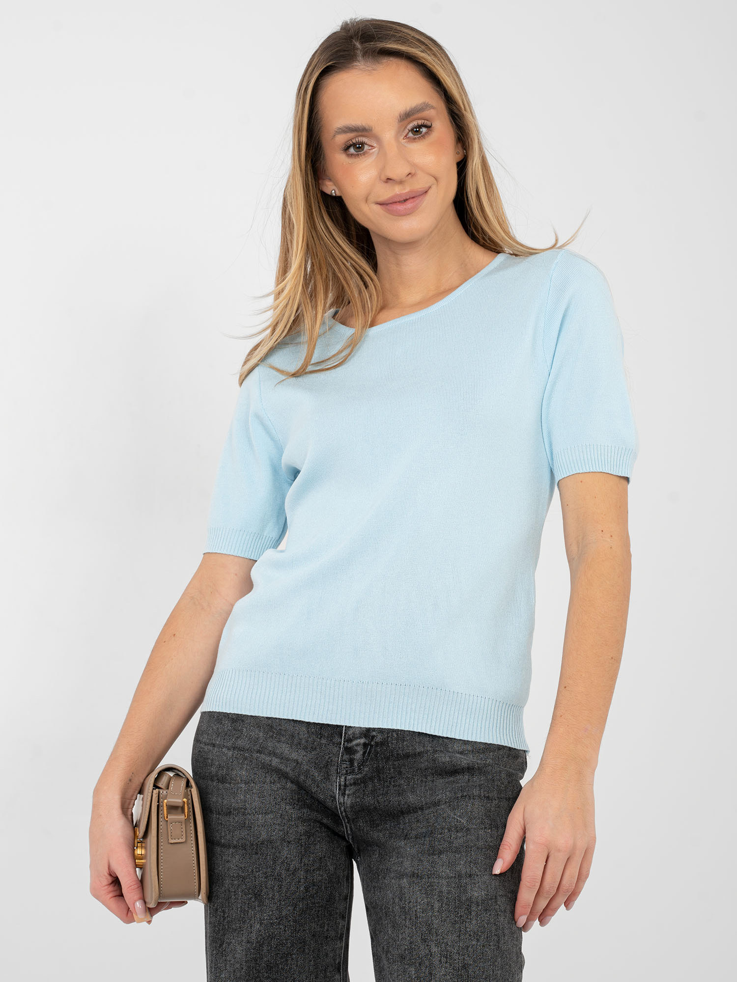 Светлосин Пуловер SHOP SMILE - Елегантен и Удобен - Image 3