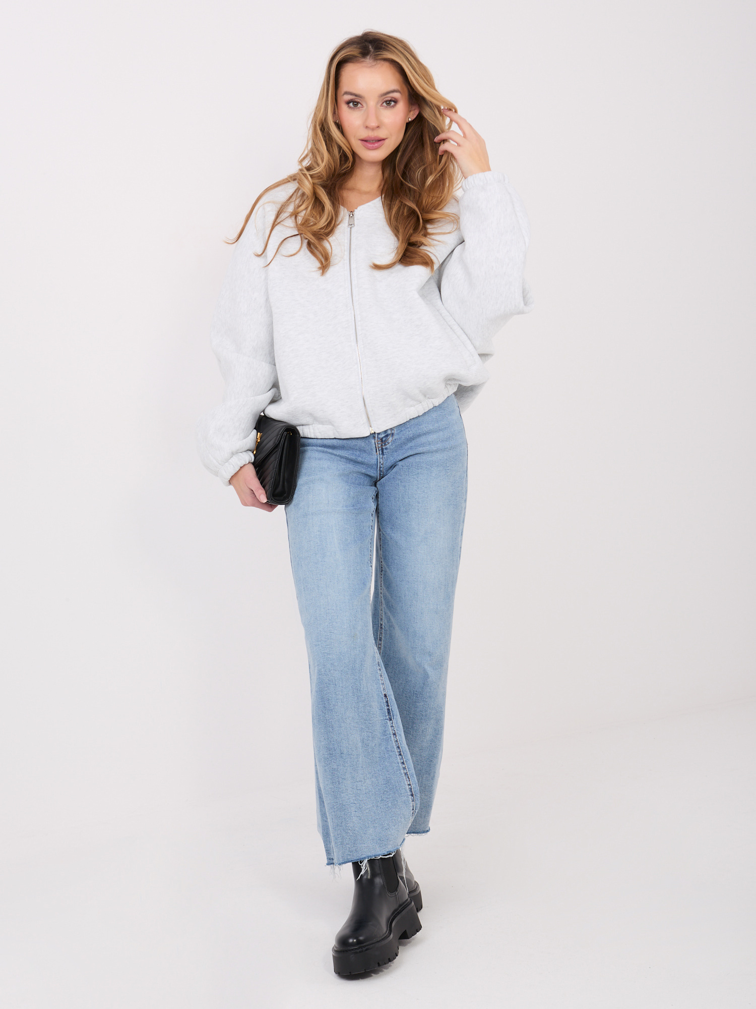 Стилен сив суитшърт SHOP SMILE - Image 3