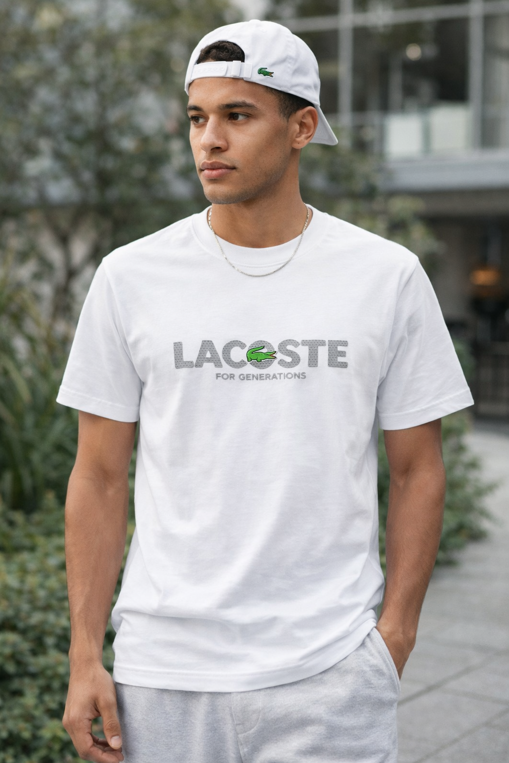 Мъжка тениска Lacoste бяла с лого – стилна памучна тениска Lacoste - Image 2