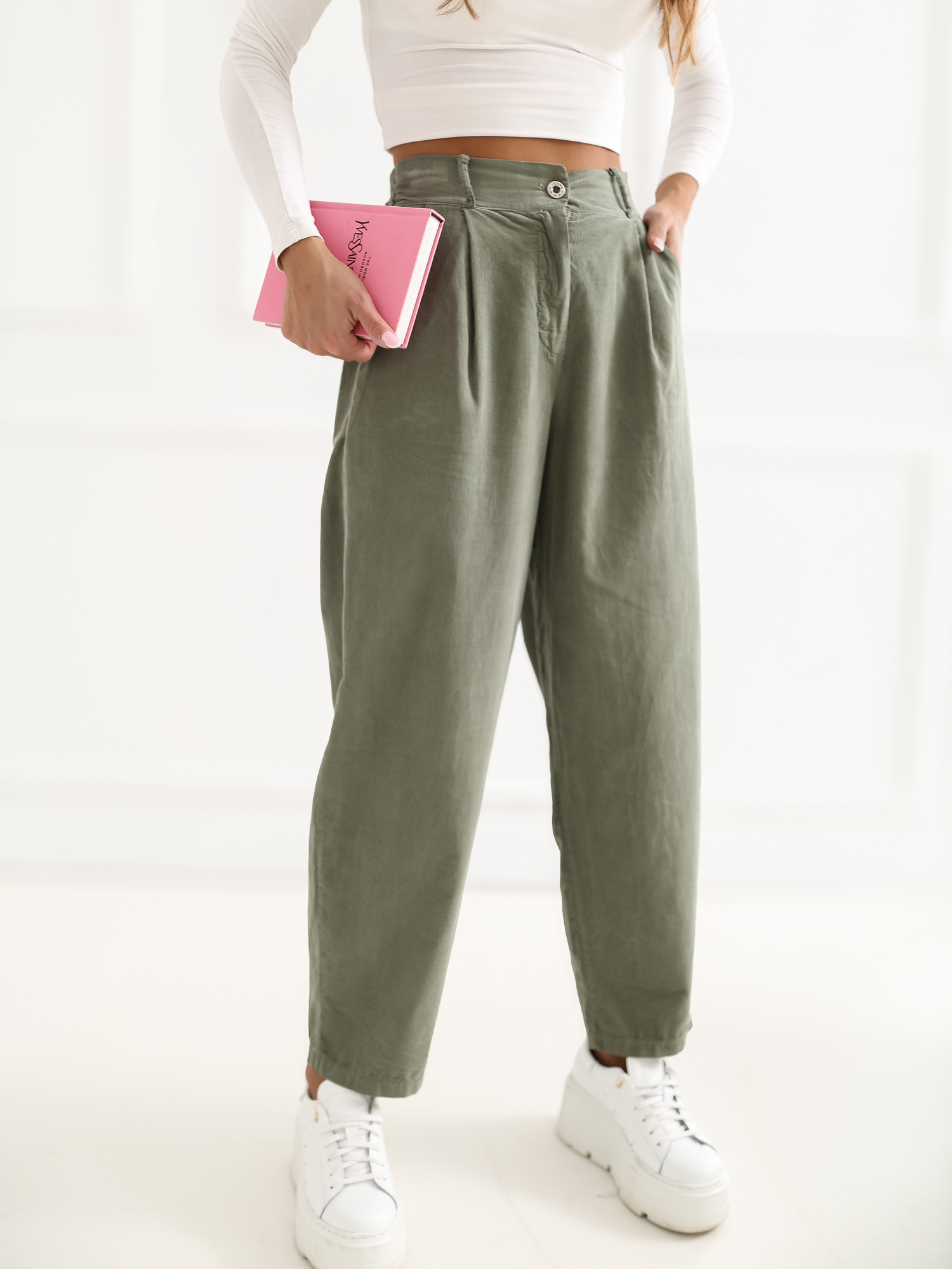 Дамски панталони RUE PARIS khaki - Комфорт и стил - Image 2