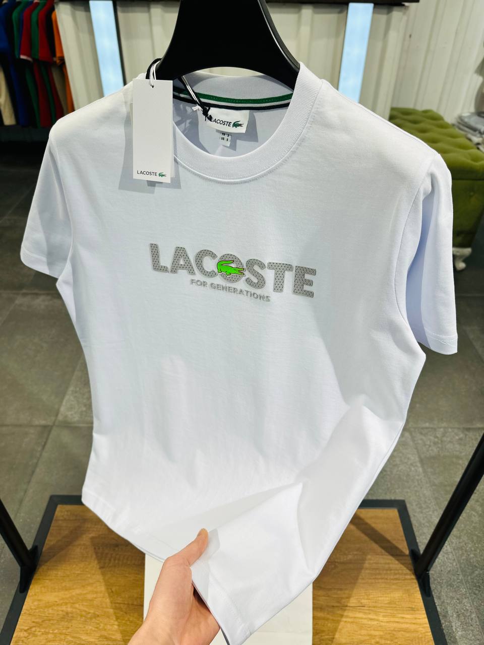 Мъжка тениска Lacoste бяла с лого – стилна памучна тениска Lacoste