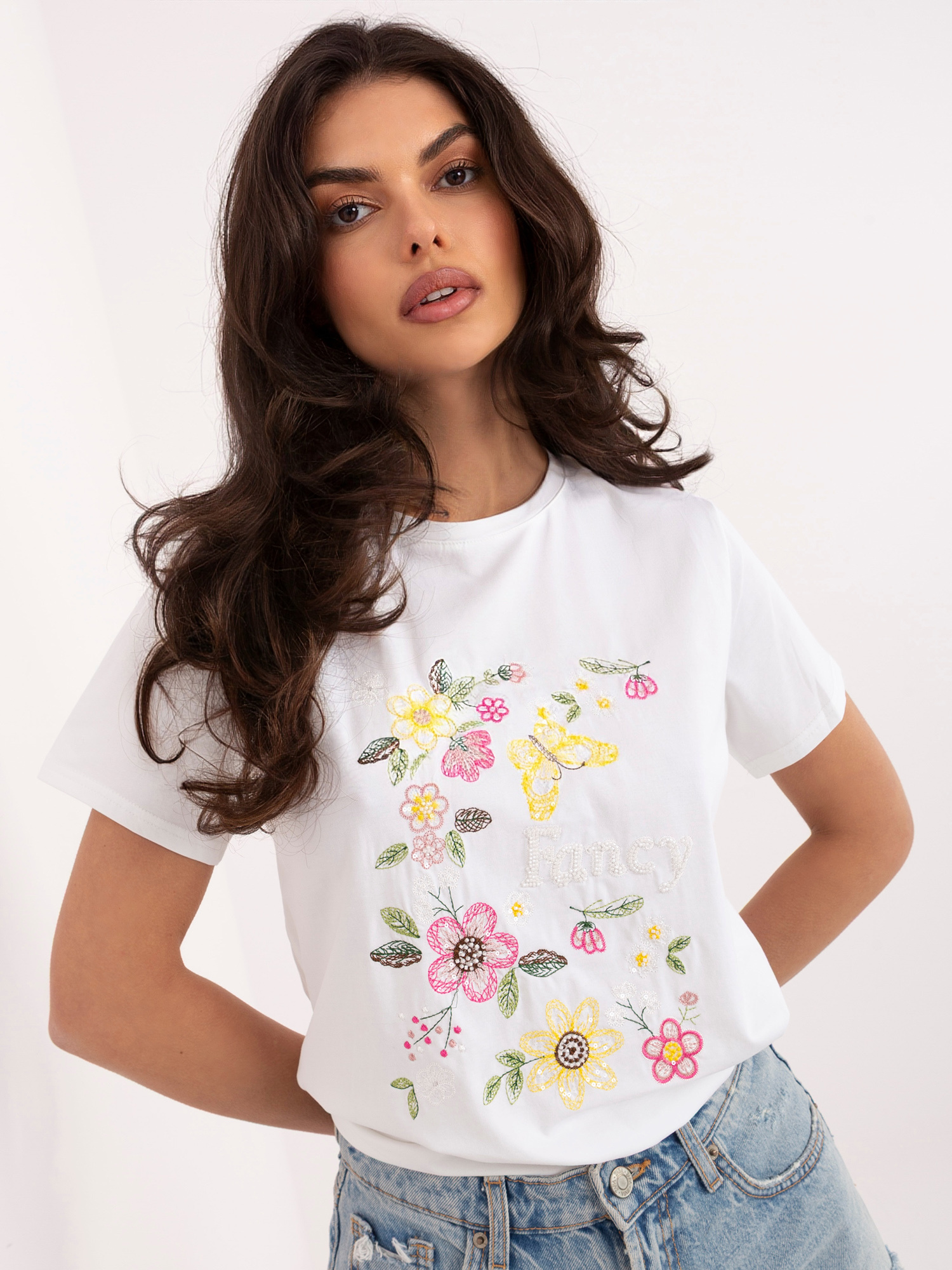 Елегантна Тениска ITALY MODA Ecru - Италиански Стил - Image 4