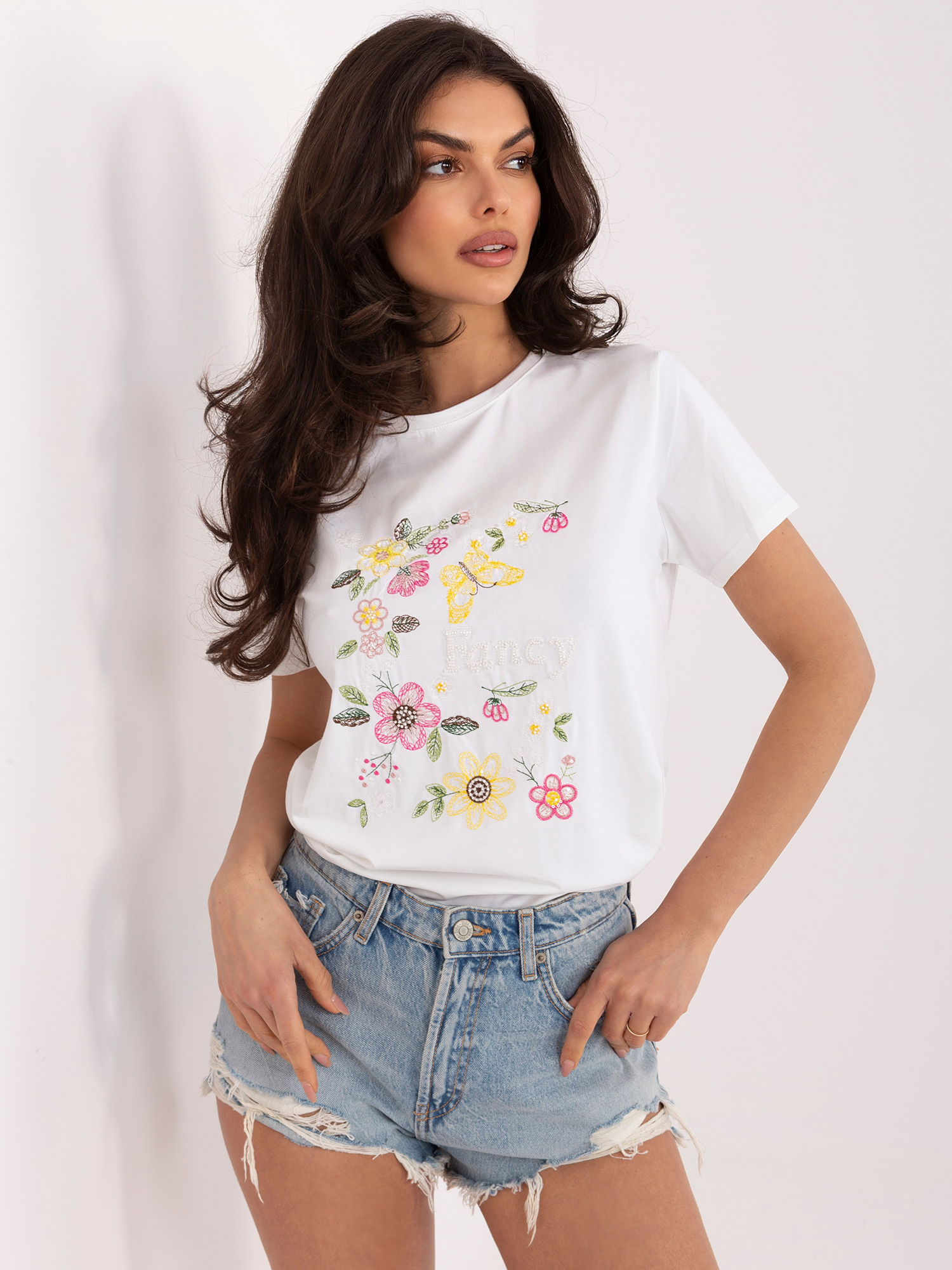 Елегантна Тениска ITALY MODA Ecru - Италиански Стил - Image 3