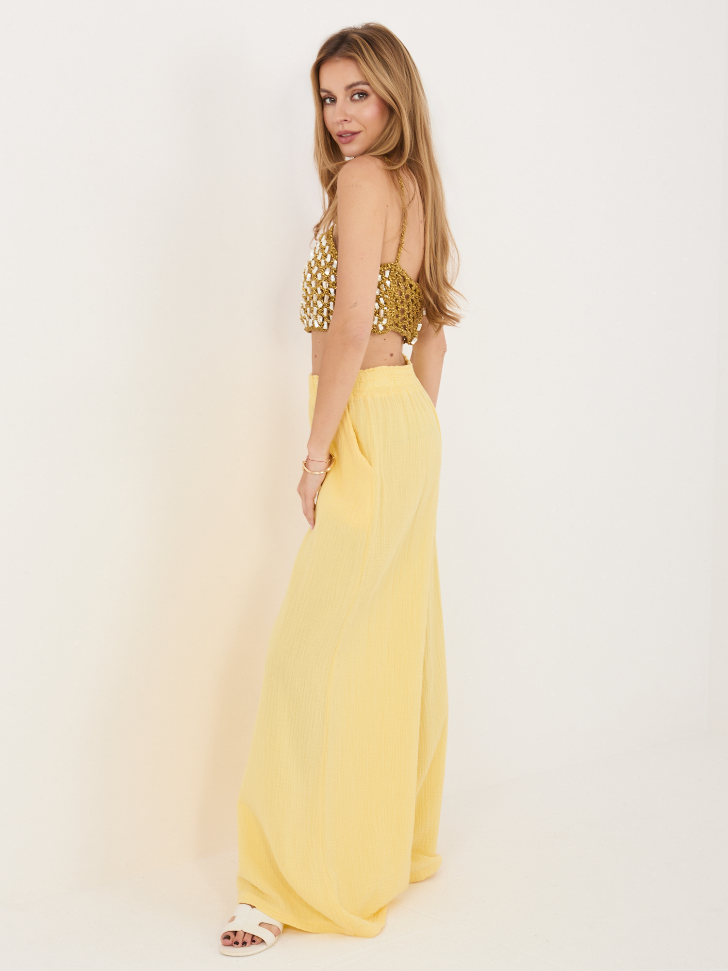 Жълти панталони ITALY MODA - 100% памук - Image 5