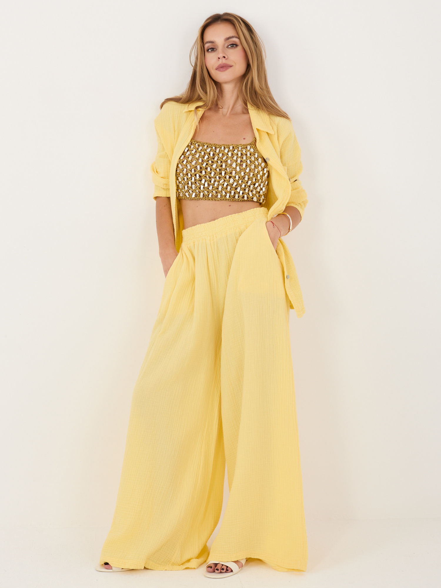 Жълти панталони ITALY MODA - 100% памук - Image 6