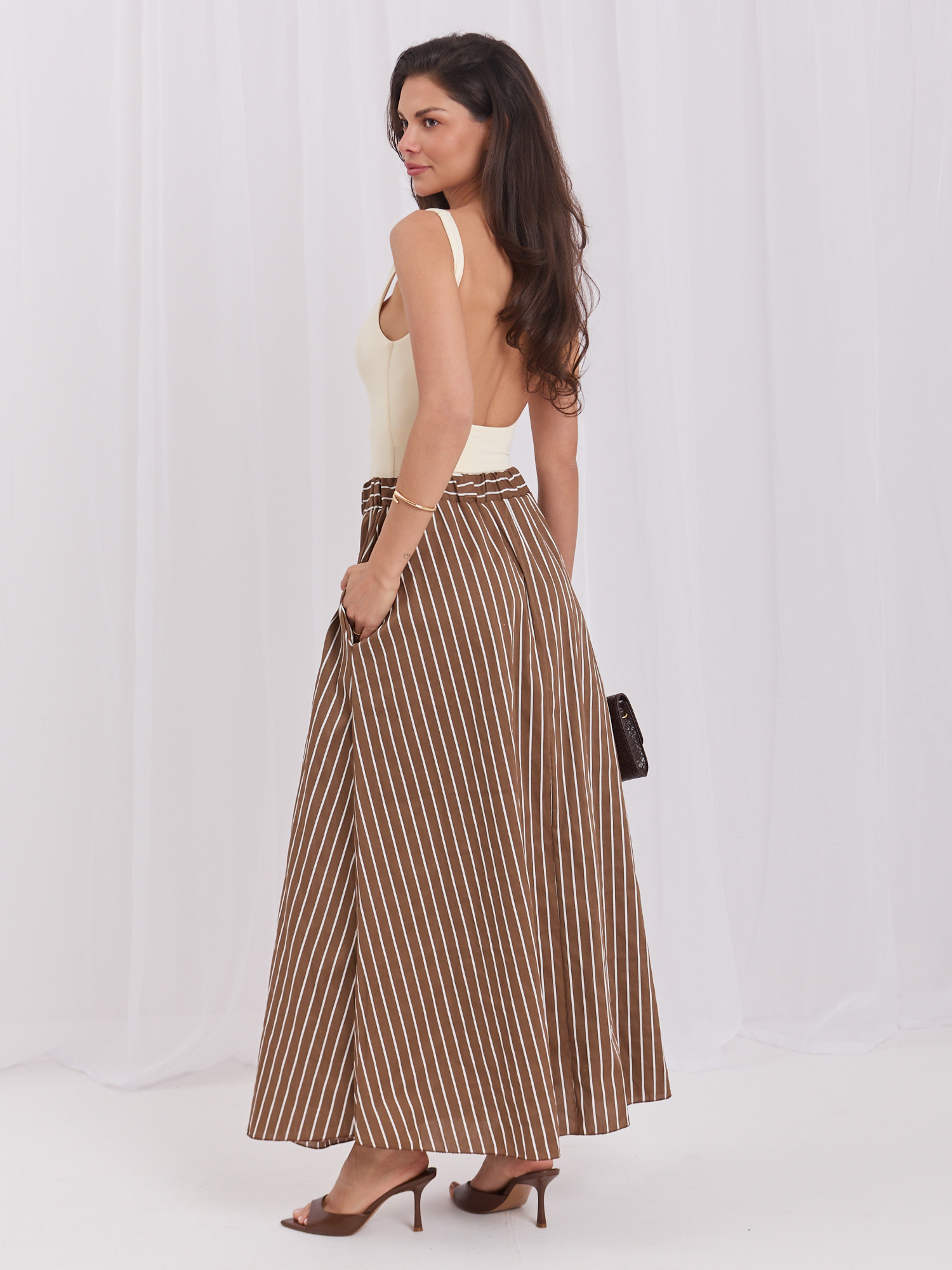Елегантна Кафява Пола ITALY MODA - Памук - Image 2
